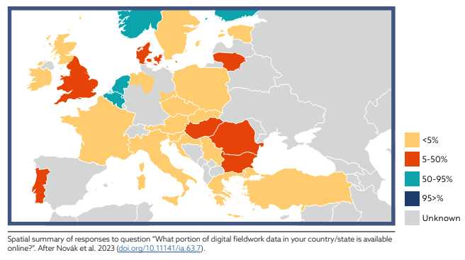 Graphic depicting levels of digital archaeological data available across Europe