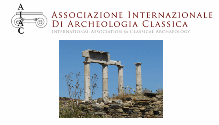 AIAC logo with image of temple ruin, Delos, Greece